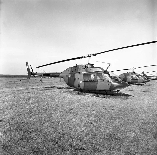 444 Sqn, CAF, CH-136 (OH-58A), 136236 at Greenham Common - Large B&W Neg_5799