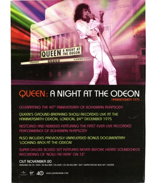 Ptp53 Magazine Advert 11X9" Queen : A Night At The Odeon Dvd