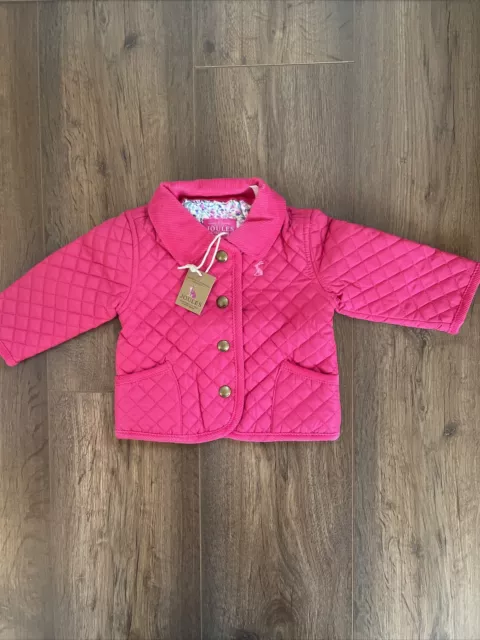 Joules Gorgeous Mabel True Pink Baby Girls Quilted Coat Jacket Age 0-3 Months