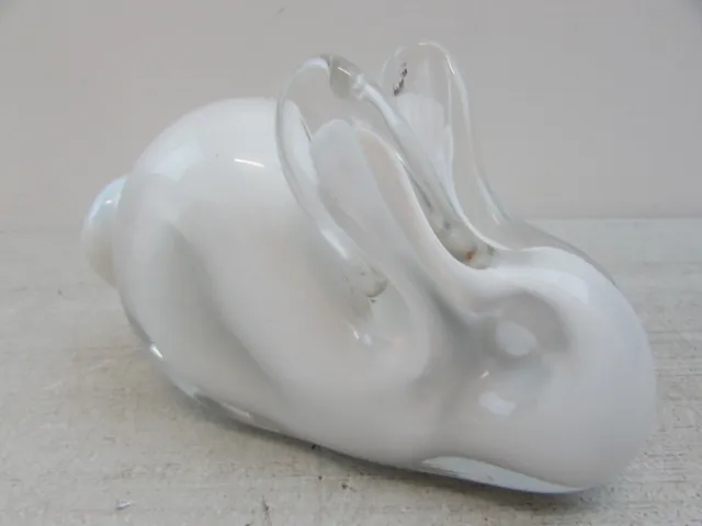 Vintage Wedgwood White Bunny Rabbit Glass Paperweight Figurine
