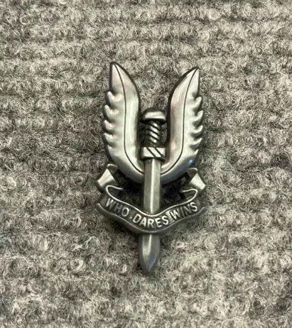 New Special Air Service SAS Brushed Metal Finish Tie Pin Badge, Who Dares Wins