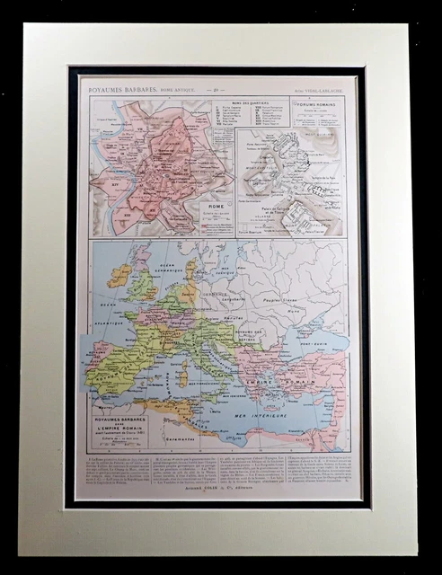 ROMAN EMPIRE MAP Ancient Rome City Street Plan Geography Antique 1895