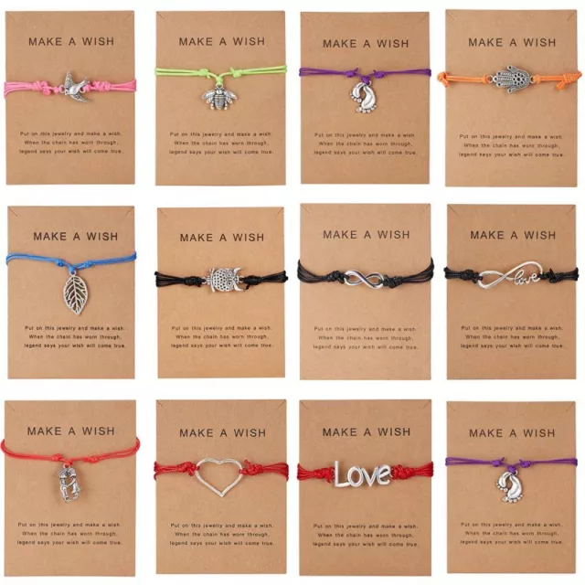 Make a wish Bracelet Multicolor Rope Adjustable String Lucky Bracelet Women Kids 2