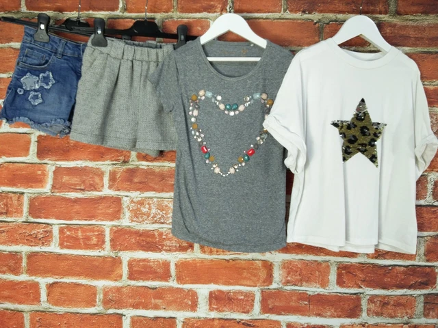 Girls Bundle Aged 7-8 Years M&S Next Shorts T-Shirt Set Denim Star Kids 128Cm