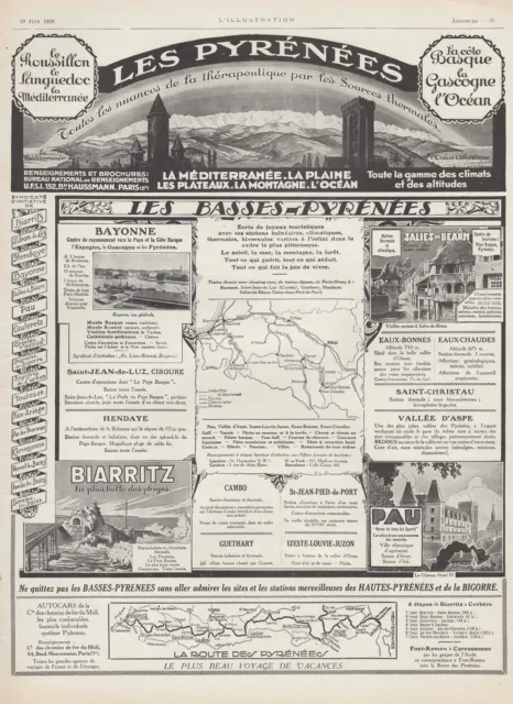 Publicite  Les Basses Pyrenees Bayonne Biarritz Pau Salies De Bearn  Ad  1926