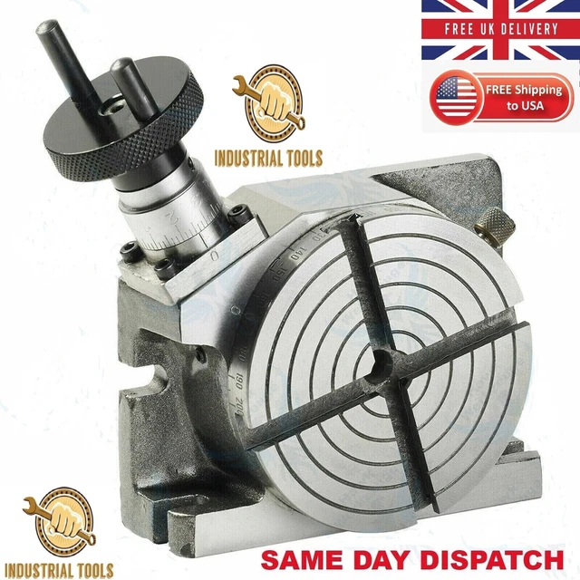 4" Inches (100 mm) Horizontal Vertical Rotary Table 4 Slots for Milling Machine