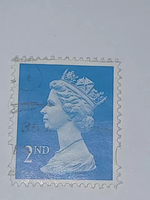 Timbre ancien Anglais reine elisabeth 2, bleu