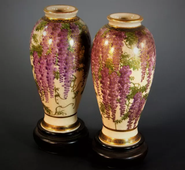 STUNNING PAIR OF SIGNED MID MEIJI PERIOD SATSUMA VASES by TANIGUCHI KOMAKICHI