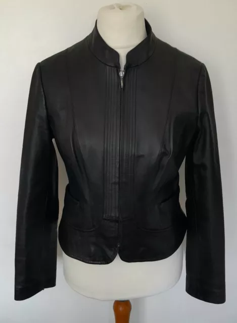 NEXT - REAL LEATHER Jacket Black Size 12/14 - STUNNING