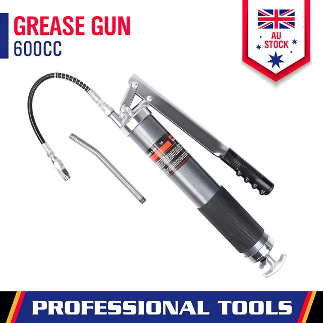 600CC MANUAL GREASE Gun Heavy Duty Flexible Hose & Coupler 10000PSI