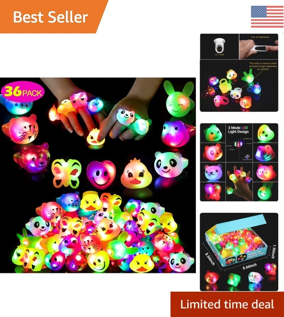 Vibrant Jelly LED Light Up Rings - 9 Color 9 Shape Cute Animal Party Favors