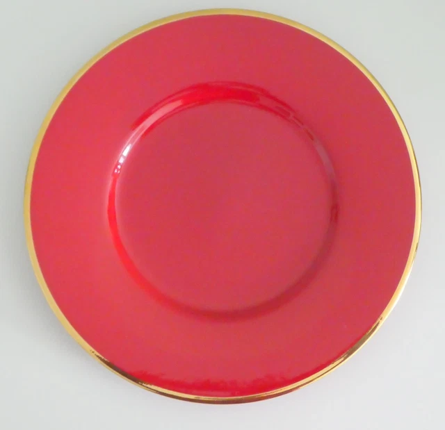 LENOX Holiday Ruby Charger Plate 12.75" RED & GOLD Round ITALY NWT NOS NEW
