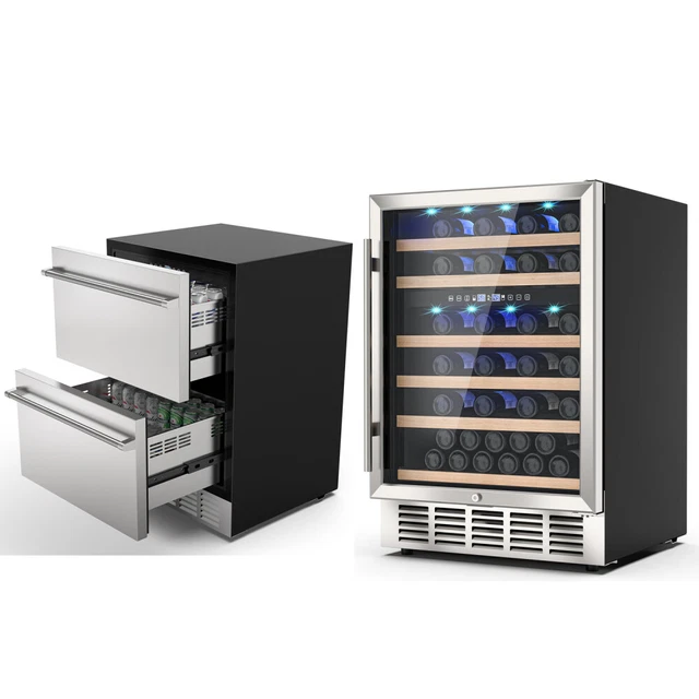 24“ DUAL ZONE Wine Cooler Refrigerator Builtin/UnderCounter Fridge