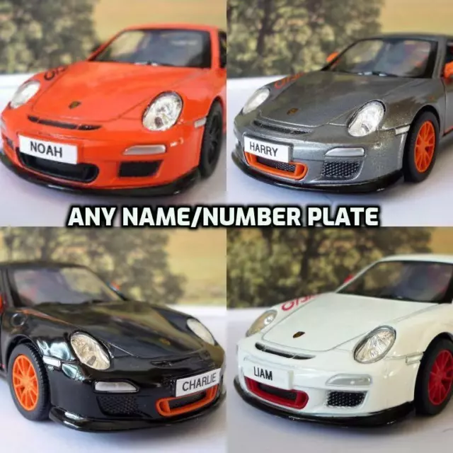 Porsche 911 PERSONALISED PLATE Gift Toy Car Boys Dad Model Present 4 colours