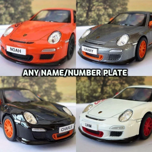 Porsche 911 PERSONALISED PLATE Gift Toy Car Boys Dad Model Present 4 colours