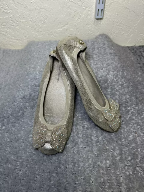 Size 2 ~ Girl’s Shoes Stuart Weitzman Fannie Jewel Designer Dress Flats Stretch