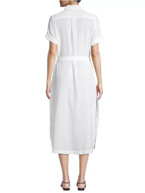 DL1961 Women's Crinkled White Tie Waist Midi Length Shirt Dress NWT 2