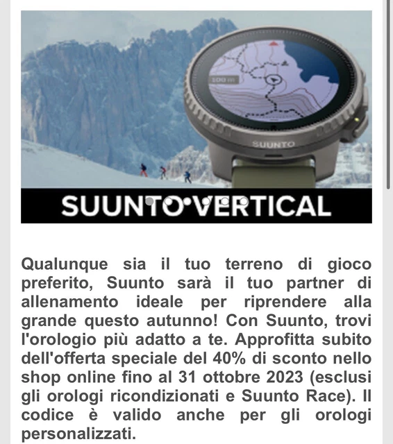 BUONO SCONTO SUUNTO per VERTICAL TITANIUM SOLAR STAINLESS EUR 40
