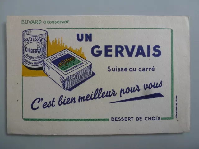 Un Gervais Suisse Ou Carre Fromage Frais / Buvard Publicitaire  Ancien