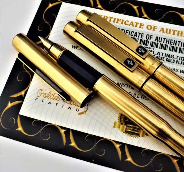 24k Gold Plated Parker 25 Flighter Fountain Jotter Writing Pen Pencil Set Gift