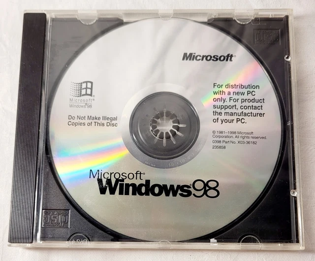 Microsoft Windows 98~Disc Only No Documentation~ Great Condition! FREE Shipping!
