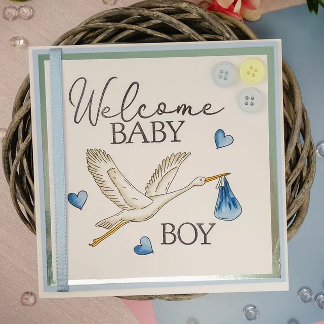 Hunkydory Welcome Baby Junge Mädchen Zwillinge Gefühl klar Stempel Set Baby Kartenherstellung 3