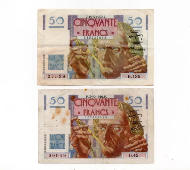 Billet France  50 Francs 1946 et 1949