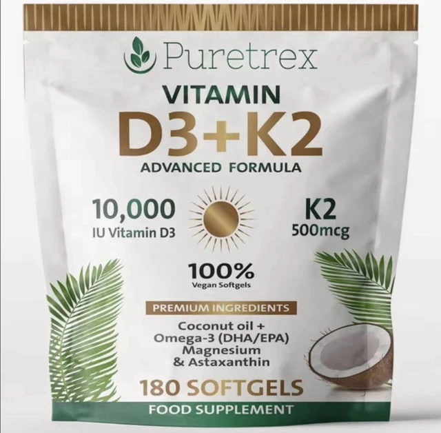 VITAMIN D3 + K2 Advanced Formula 10,000 IU D3 Omega-3, Magnesium ...