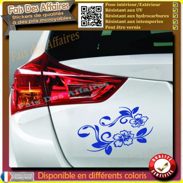 2 stickers autocollant fleur hibiscus deco voiture , frigo, ipad decal