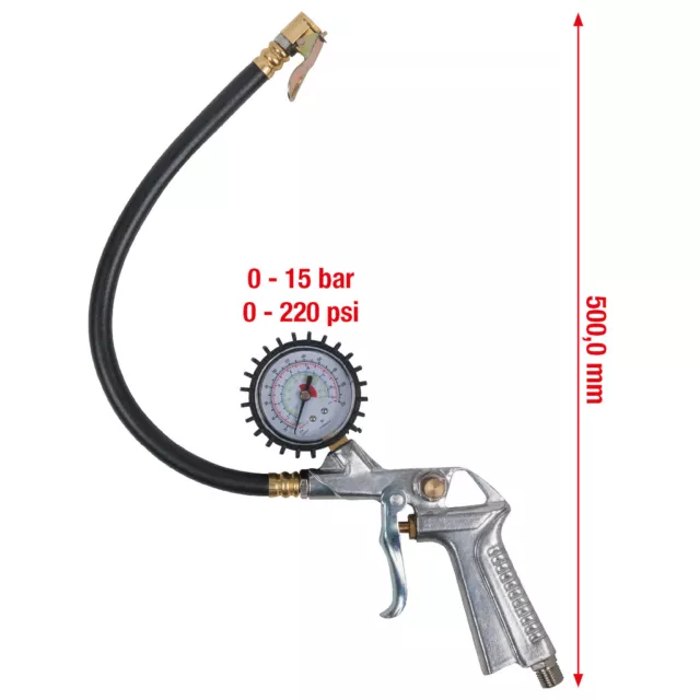 KS Tools Druckluft-Reifenfüllmesser, 0-15bar