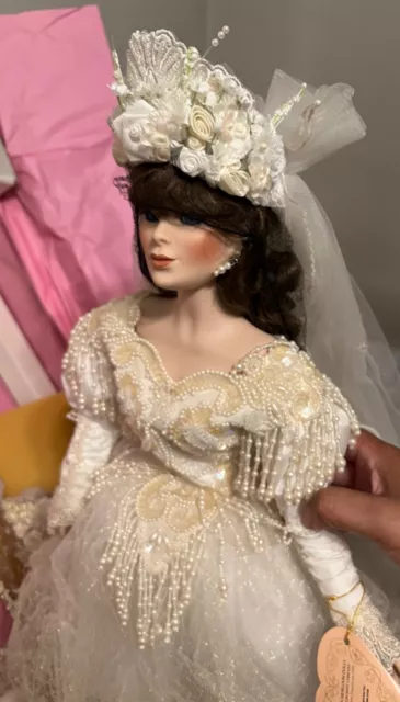 Exquisite Franklin Mint porcelain bride doll by Maryse Nicole 