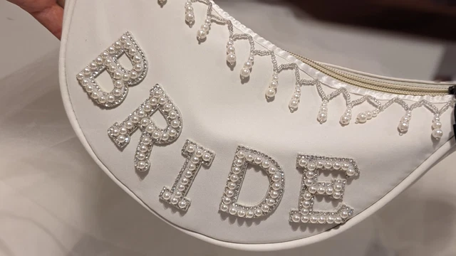 Borsa sposa personalizzata / borsa matrimonio avorio - Diamante e perla ""Sposa"" lettere (avorio)