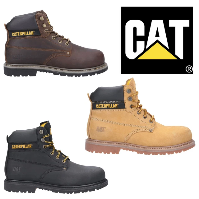 MENS CAT SAFETY Boots Powerplant Steel Toe Cap Leather Industrial Lace