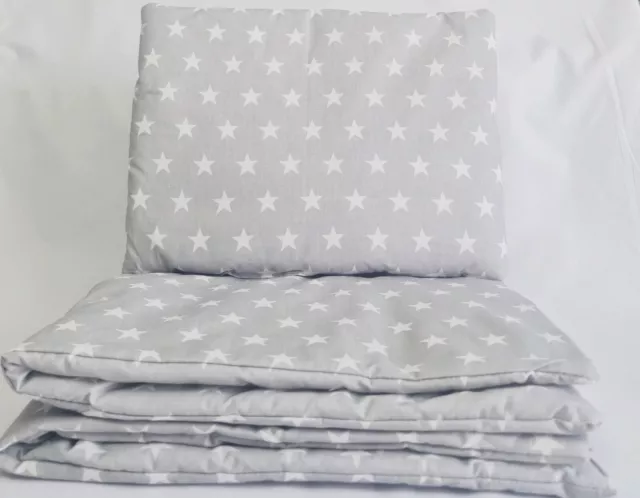 4 pc Bedding Set - Cot / Cot Bed Baby Quilt Cover Pillowcase Pillow grey stars