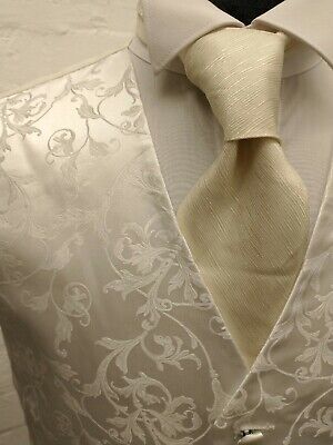 Waistcoat - Wedding, Formal, White Swirl Floral - Ex Hire. Many Sizes. VGC