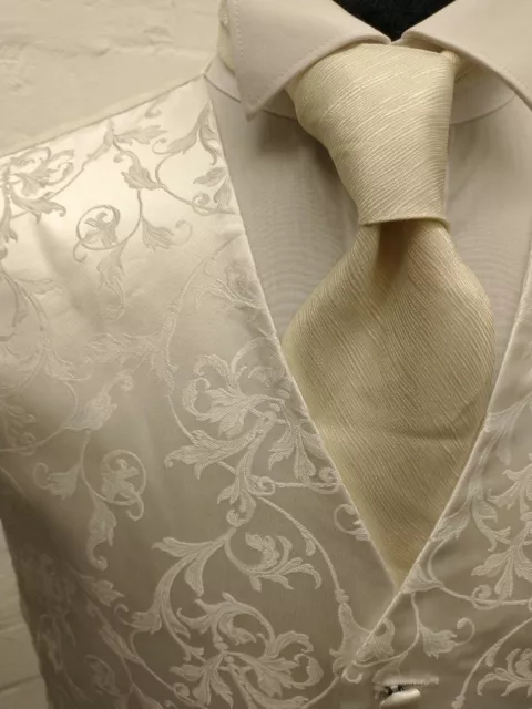 Waistcoat - Wedding, Formal, White Swirl Floral - Ex Hire. Many Sizes. VGC