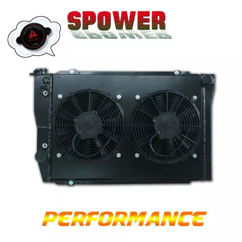 Black Aluminum Radiator With Fan Shroud For Ford Falcon XC XD XE XF 73-87 3Row