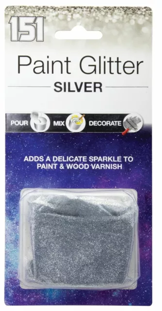 SILVER Paint Glitter Adds Sparkle To Wall Emulsion Varnish Pour Mix Decorate 28g