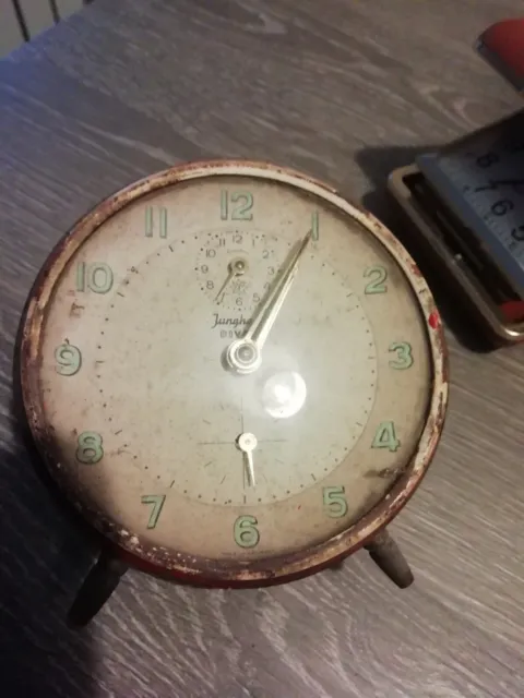 Antique German JUNGHANS BIVOX Mantel Alarm Clock Art Deco 1930's PROJECT