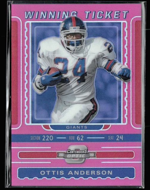 Ottis Anderson 2019 Panini Contenders Optic Winning Tickets Pink /75 #WT-OA New