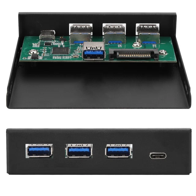 USB3.0 Hub + 1 Port USB3.1 Type-C Front Panel Hub Expansion Board Black
