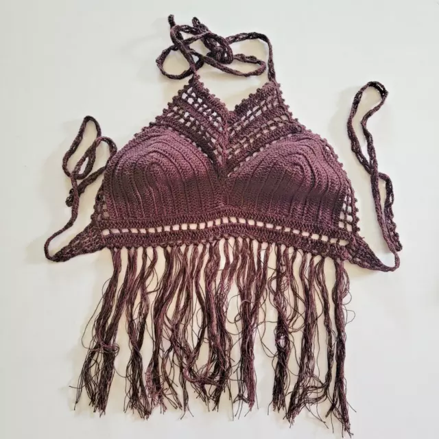 Bralette Bra Crochet Halter Crop Top Backless Boho Beach Cami