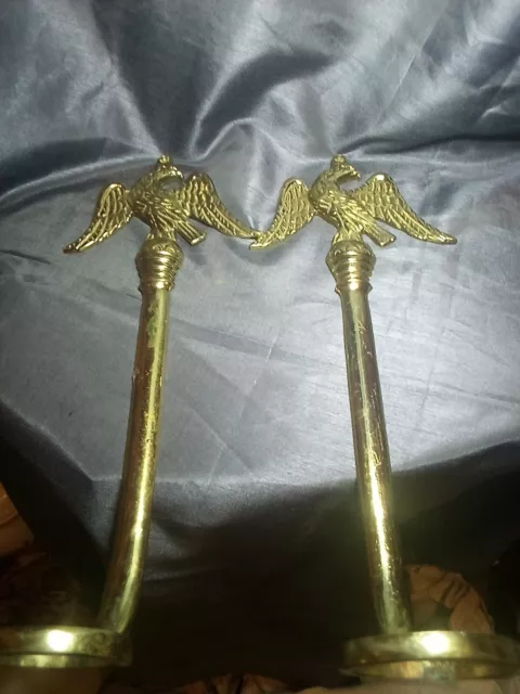 Vintage Pair Brass Mid Century Eagle Candle Sconces