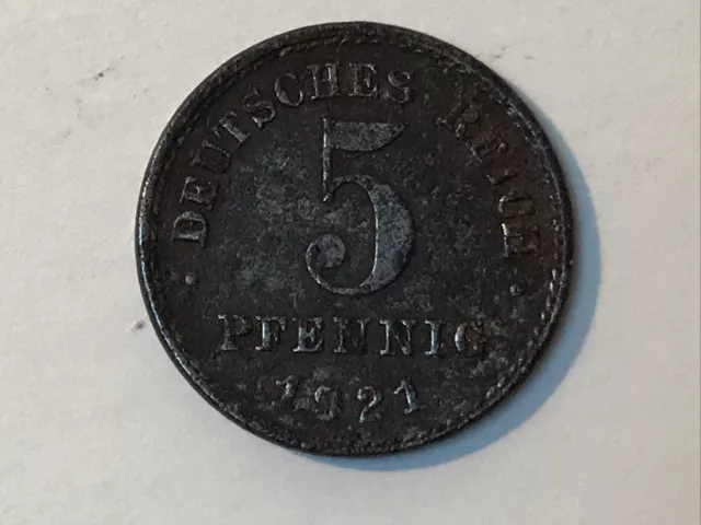 1921 - Deutsches Reich (Weimarer Republik)  - 5 Pfennig