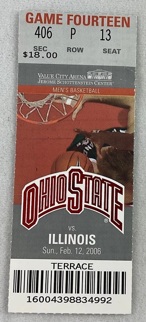 CBK 2006 02/12 Illinois at Ohio State Basketball Ticket-Dee Brown
