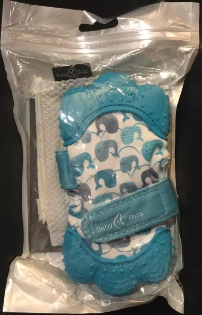 Baby Bliss  Whale teething Silicone Teething Mittens with laundry bag  