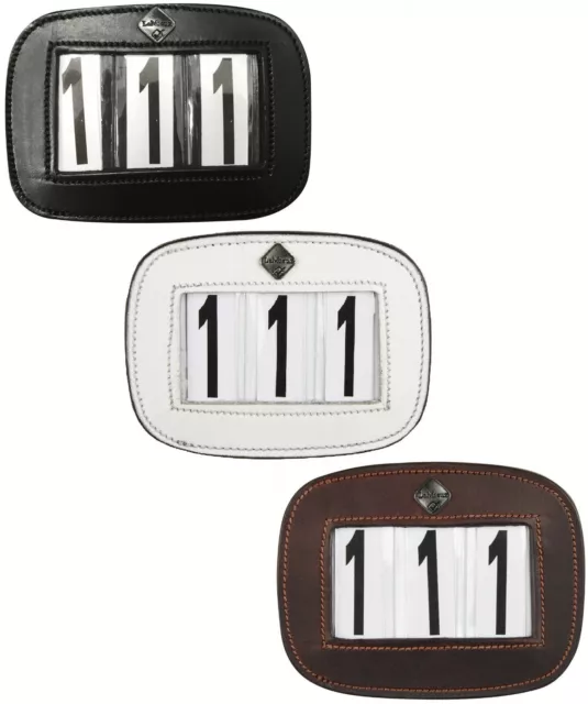 LeMieux Leather SADDLECLOTH Saddle Pad NUMBER HOLDER Display Black/White/Brown