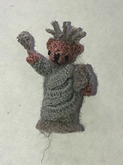 Vintage Dollhouse Miniature Super Tiny Crocheted Statue If Liberty Bear 1” Tall