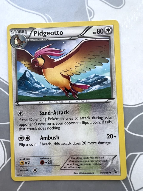 Pokemon Card Pidgeotto XY Flashfire Non Holo Uncommon 76/106 LP