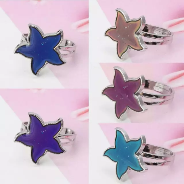 Cartoon Sea Starfish Mood Ring Temperature Emotion Feeling Rings For Women Kids